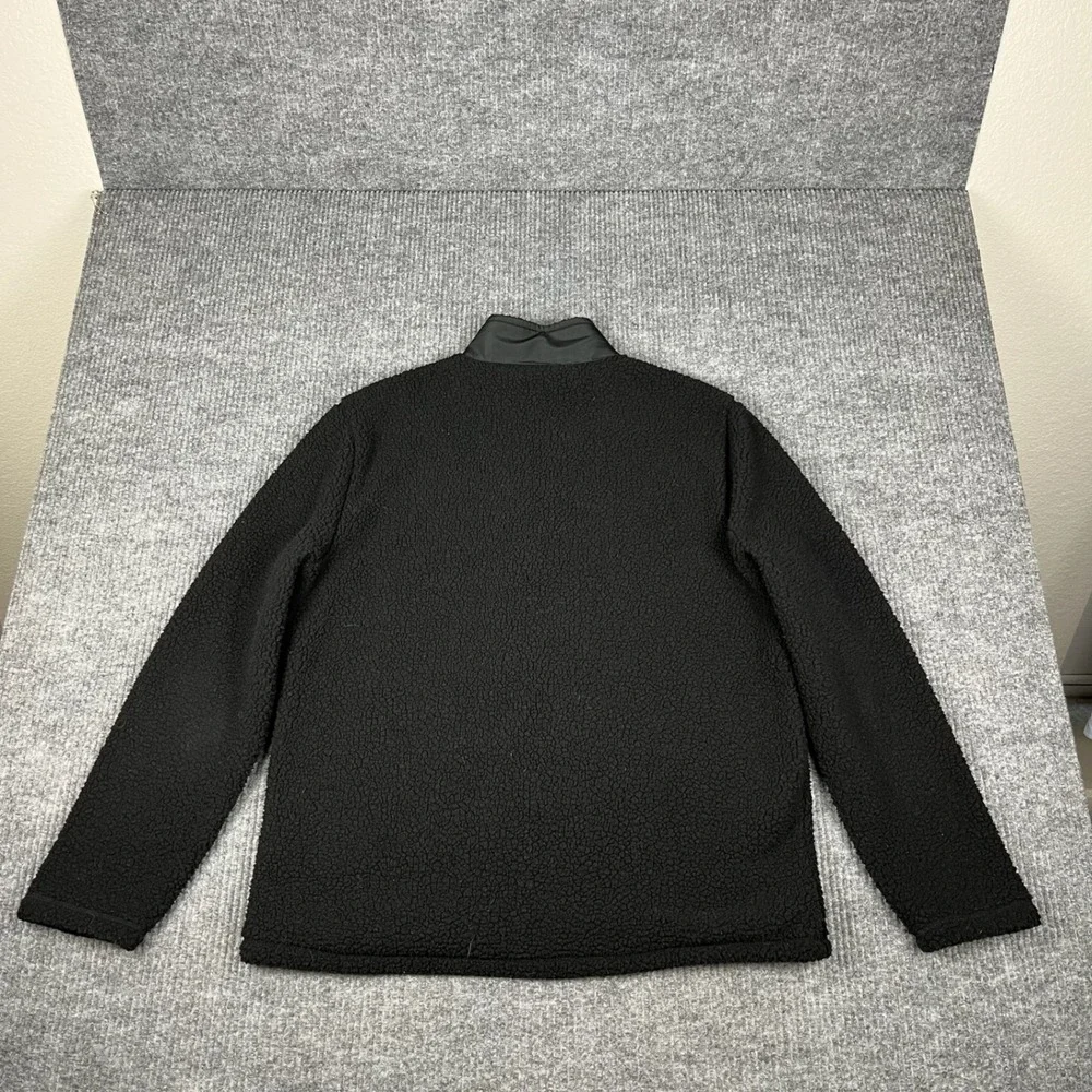 Banana Republic Jacket Mens XL Black Sherpa Fleece Full Zip Chest Pocket Cozy